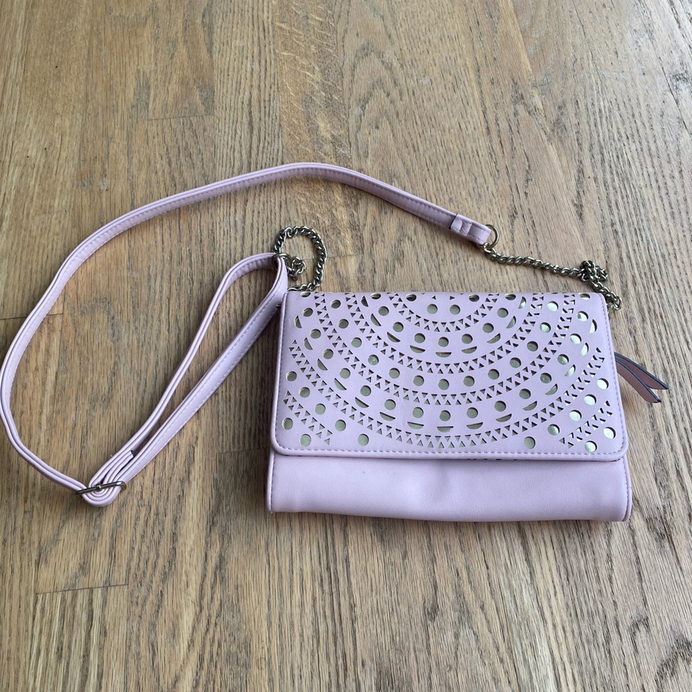 Elegant Pink Laser-Cut Crossbody Bag